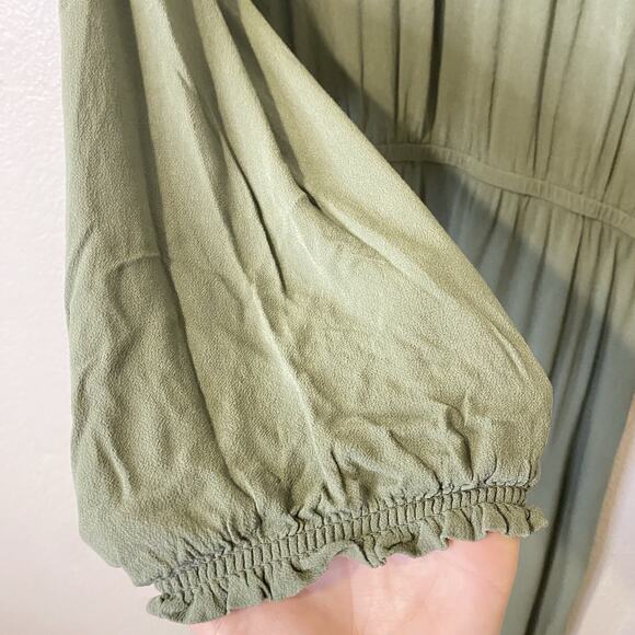 Old Navy Waist Defined Wrap Front Long Sleeve Green V Neck Dress Plus Size XXL - Picture 6 of 8